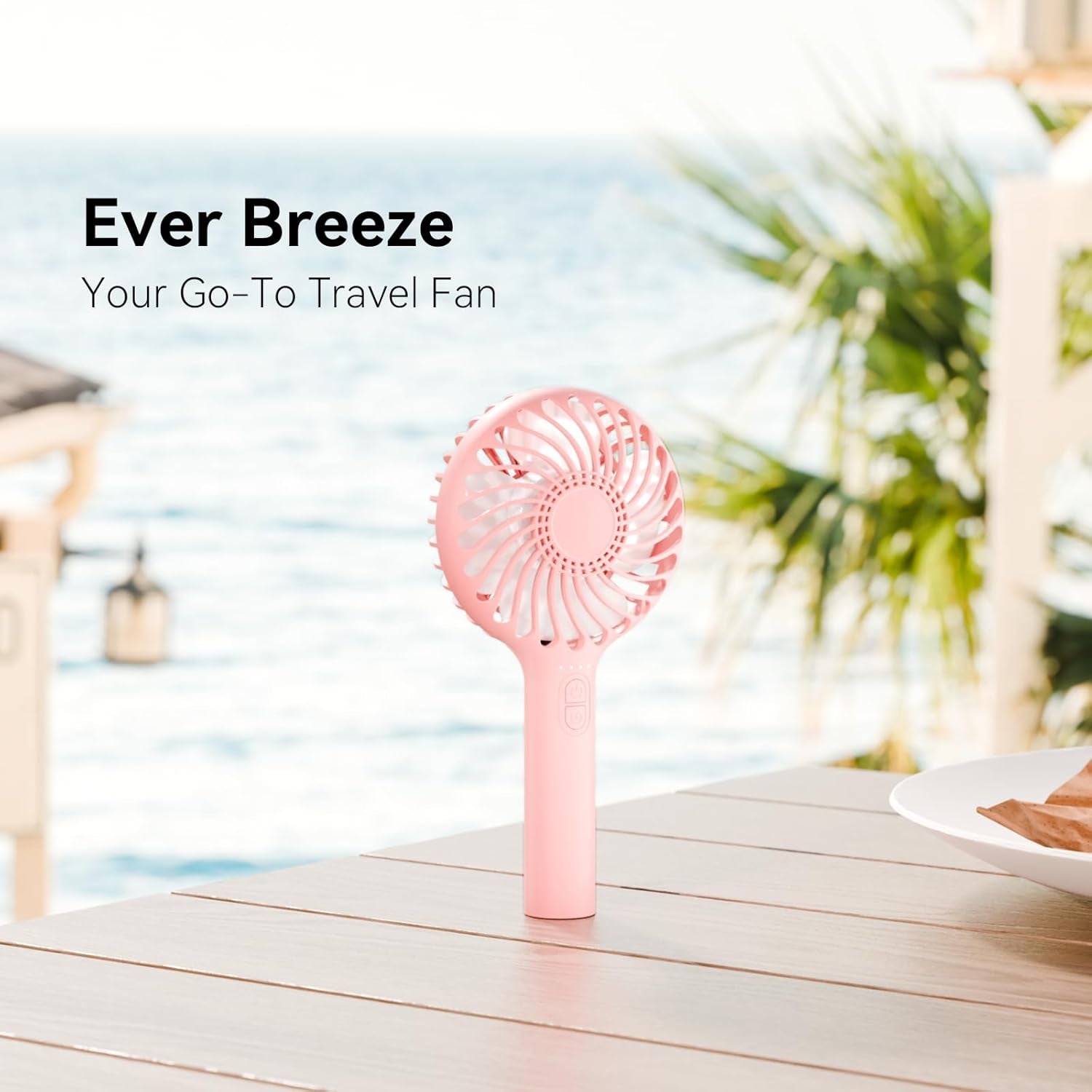 Handheld Fan Portable, Mini Hand Held Fan with USB Rechargeable Battery, 4 Speed Personal Desk Table Fan, 3-10 Hours Operated Small Makeup Eyelash Fan for Women Girls Kids Outdoor Pink